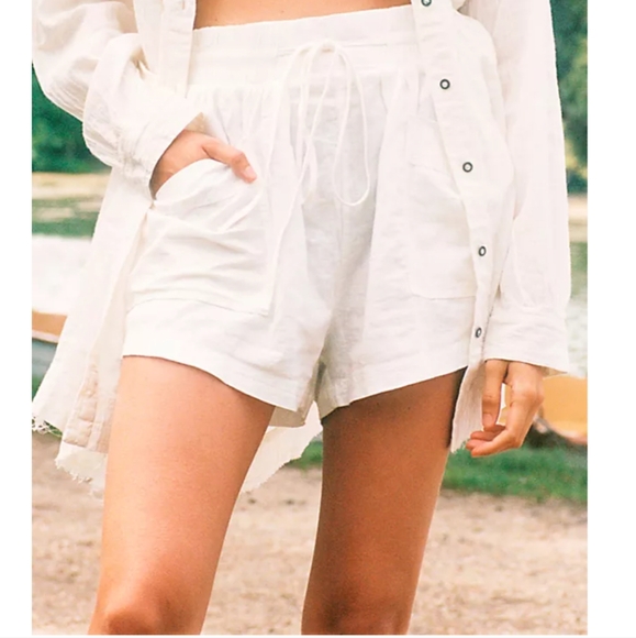 Free People Pants - Free People White Linen Shorts